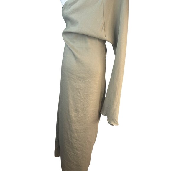 NWT ZARA Medium Asymmetrical One Shoulder Linen Maxi Dress - Picture 15 of 16